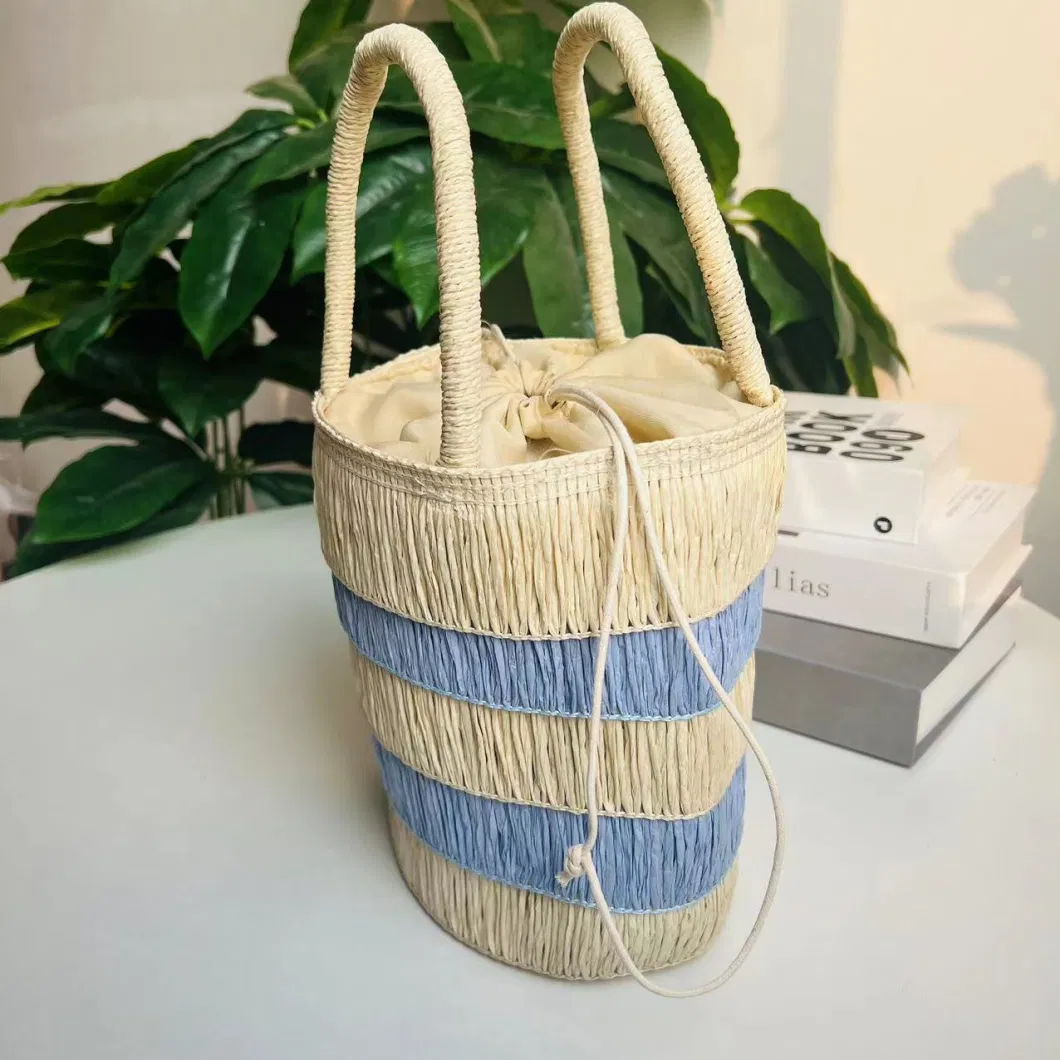 2023 New Splicing Tassel Paper Rope Straw Bag Portable Woven Shoulder Bag