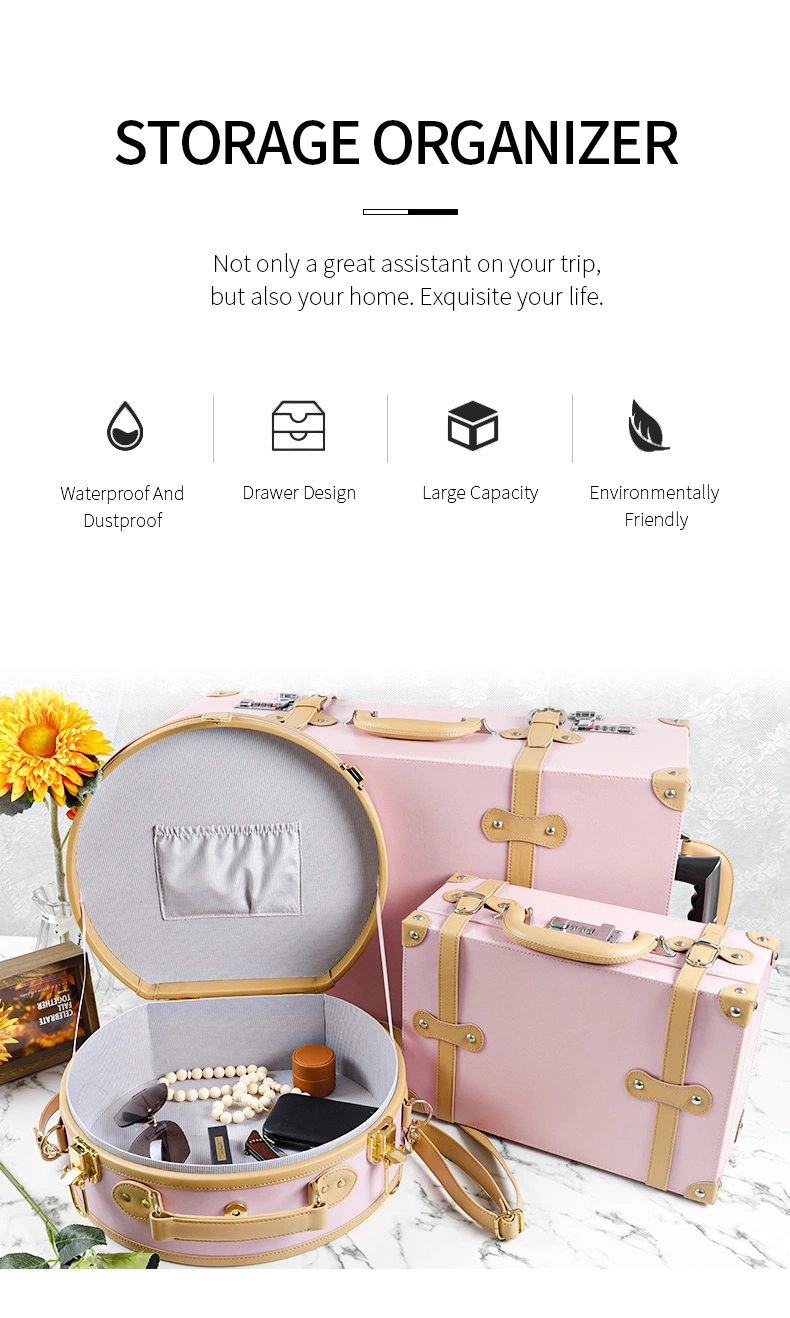 2023 New Design Fashion Cute White Lady′ S Leather Antique Travelling Suitcase