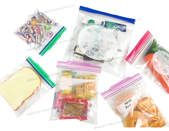 Bolsas Ziplock reutilizables estándar del almacenamiento de la comida de la cremallera del congelador del bocadillo de la comida en cartón colorido