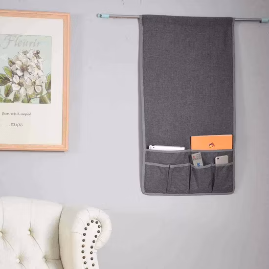 Bolsa organizadora colgante de lino para el hogar, bolsa de almacenamiento para sofá plegable