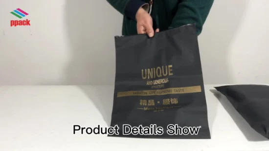 Bolsa de embalaje de ropa de plástico esmerilado PE negro con cremallera para ropa a bajo precio de fábrica 900